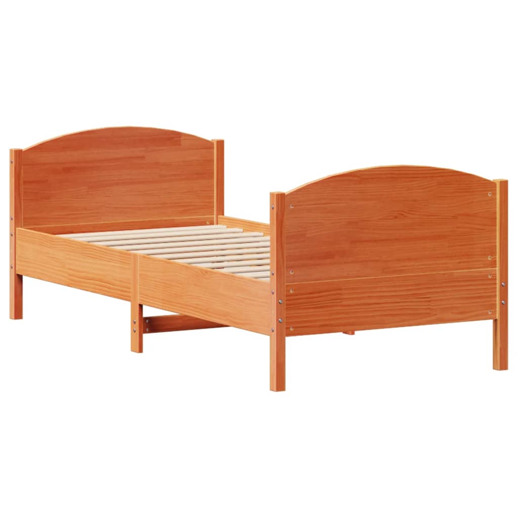vidaXL Letto senza Materasso Marrone Cera 75x190 cm in Legno di Pino