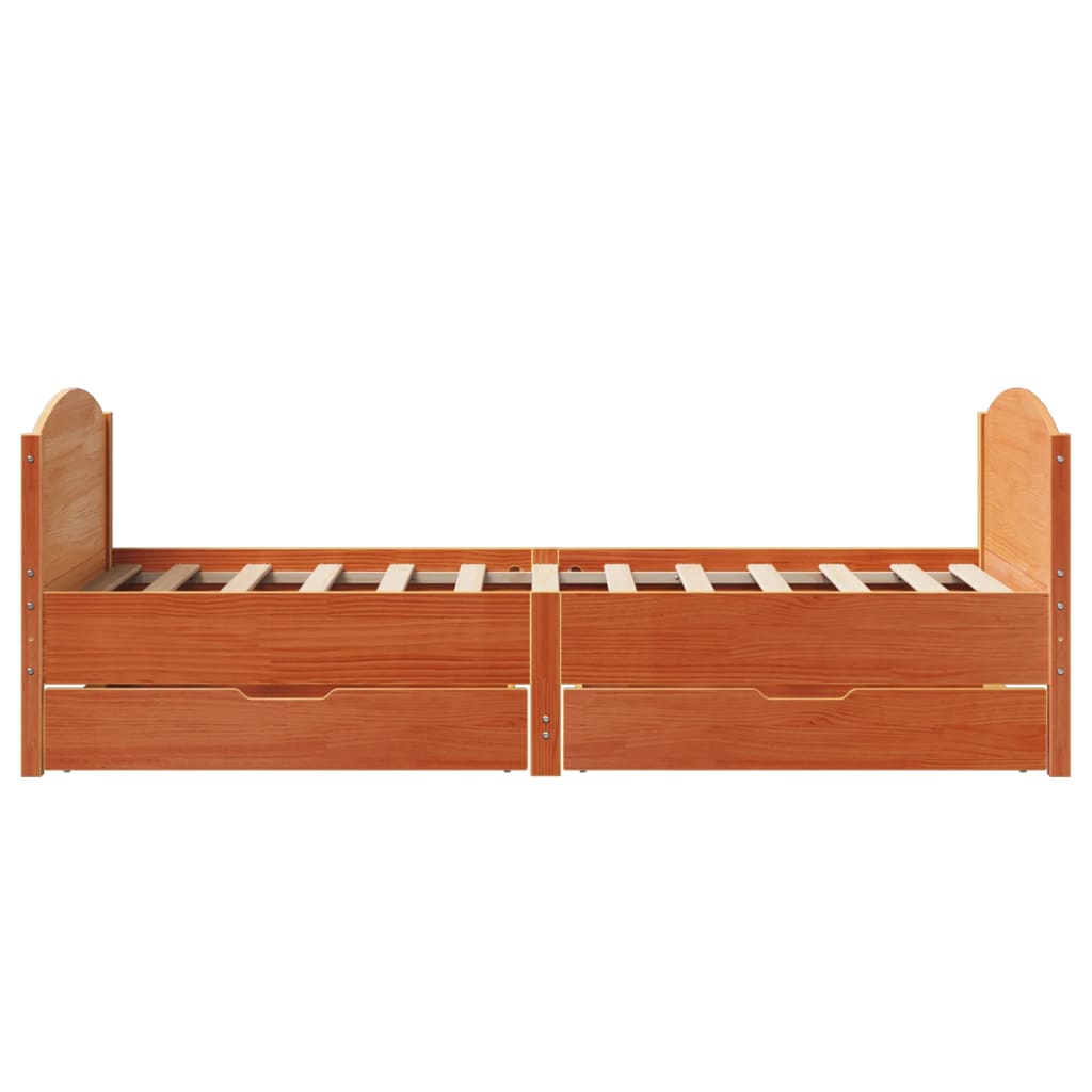 vidaXL Letto senza Materasso Marrone Cera 75x190 cm in Legno di Pino