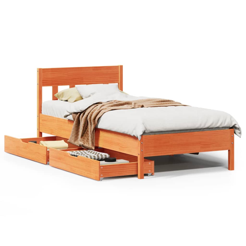 vidaXL Letto senza Materasso Marrone Cera 90x200 cm Legno di Pino