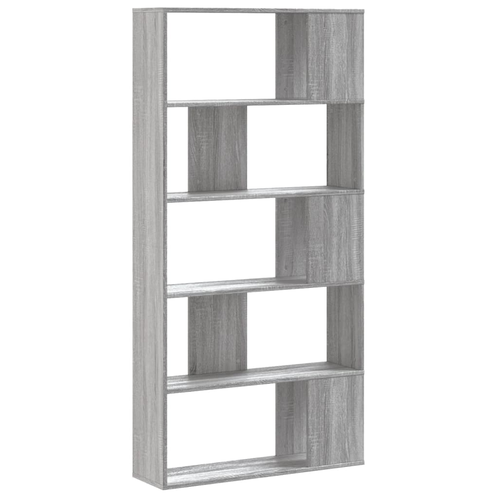 vidaXL Libreria 5 Ripiani Grigio Sonoma 80,5x23,5x162,5cm Multistrato