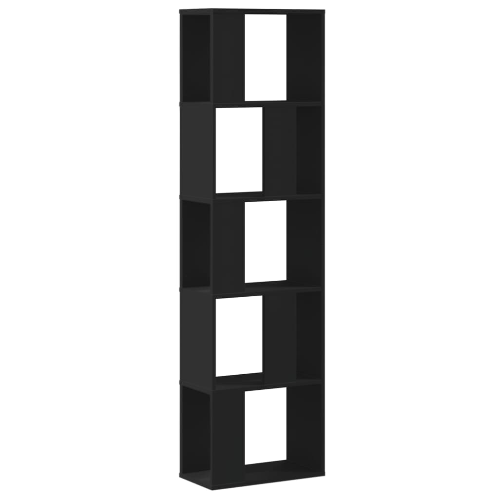 vidaXL Libreria 5 Ripiani Nera 45x23,5x162,5cm in Legno Multistrato