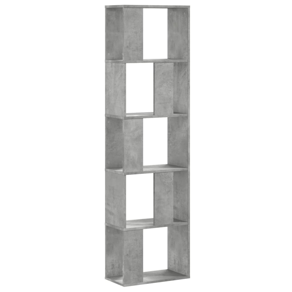 vidaXL Libreria 5 Ripiani Grigio Cemento 45x23,5x162,5cm Multistrato