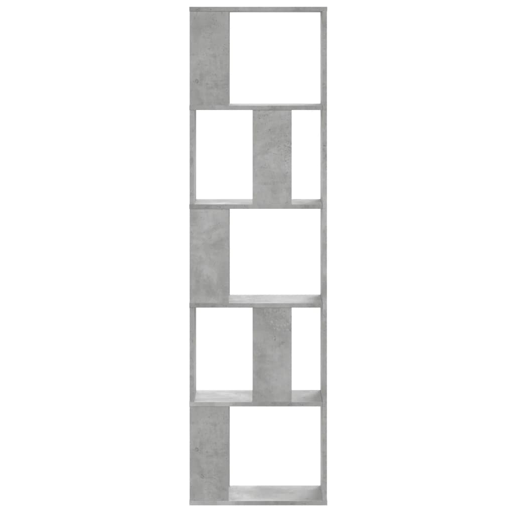 vidaXL Libreria 5 Ripiani Grigio Cemento 45x23,5x162,5cm Multistrato