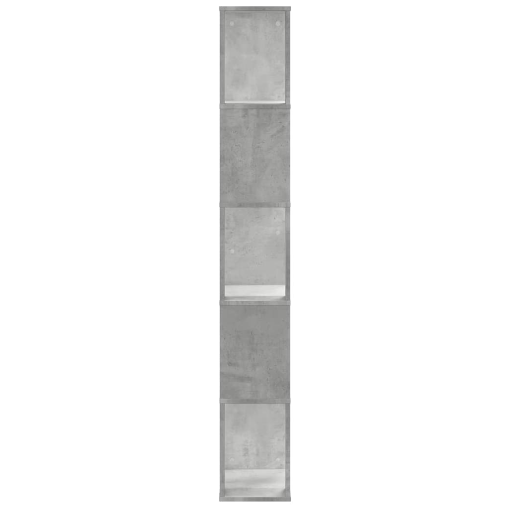 vidaXL Libreria 5 Ripiani Grigio Cemento 45x23,5x162,5cm Multistrato
