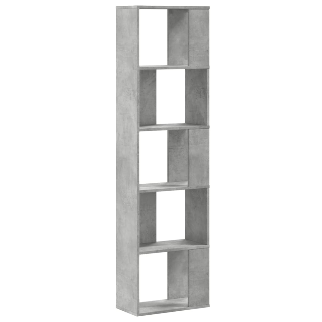vidaXL Libreria 5 Ripiani Grigio Cemento 45x23,5x162,5cm Multistrato