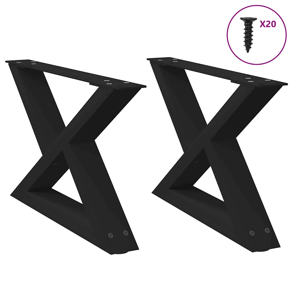 vidaXL Gambe per Tavolino 2 pz Nero 60x(30-31,3) cm in Acciaio