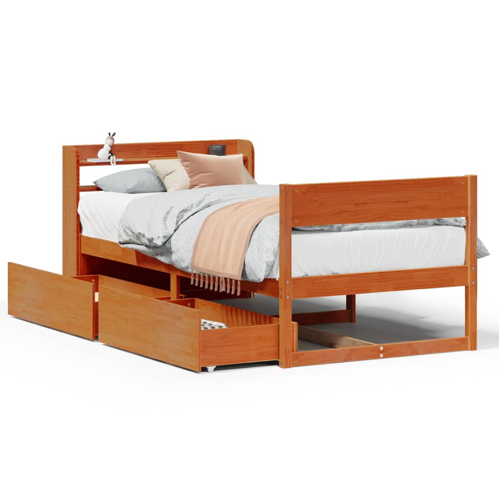 vidaXL Letto senza Materasso Marrone Cera 90x190 cm in Legno di Pino
