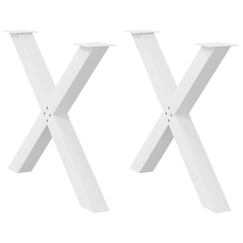 vidaXL Gambe Tavolo Pranzo Forma X 2pz Bianco 90x(72-73)cm Acciaio