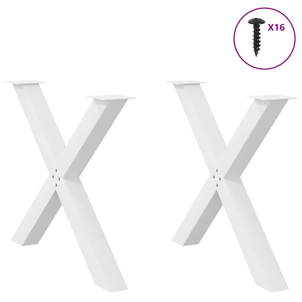 vidaXL Gambe Tavolo Pranzo Forma X 2pz Bianco 90x(72-73)cm Acciaio