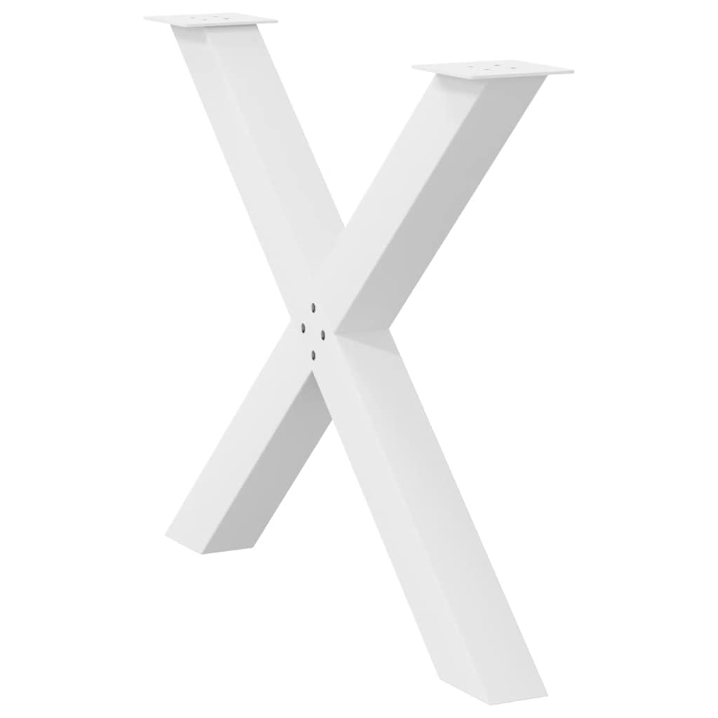 vidaXL Gambe Tavolo Pranzo Forma X 2pz Bianco 90x(72-73)cm Acciaio
