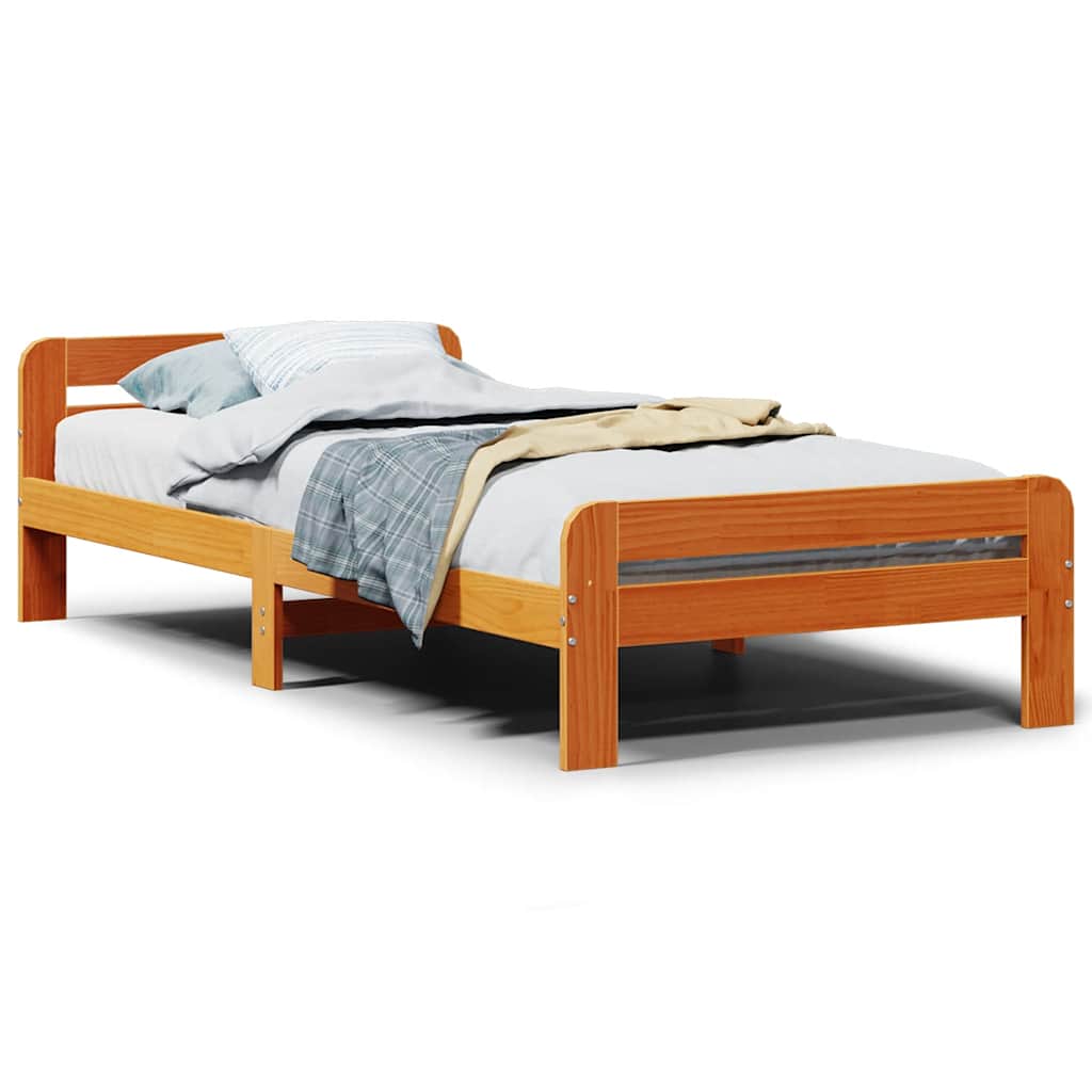 vidaXL Letto senza Materasso Marrone Cera 90x200 cm Legno di Pino