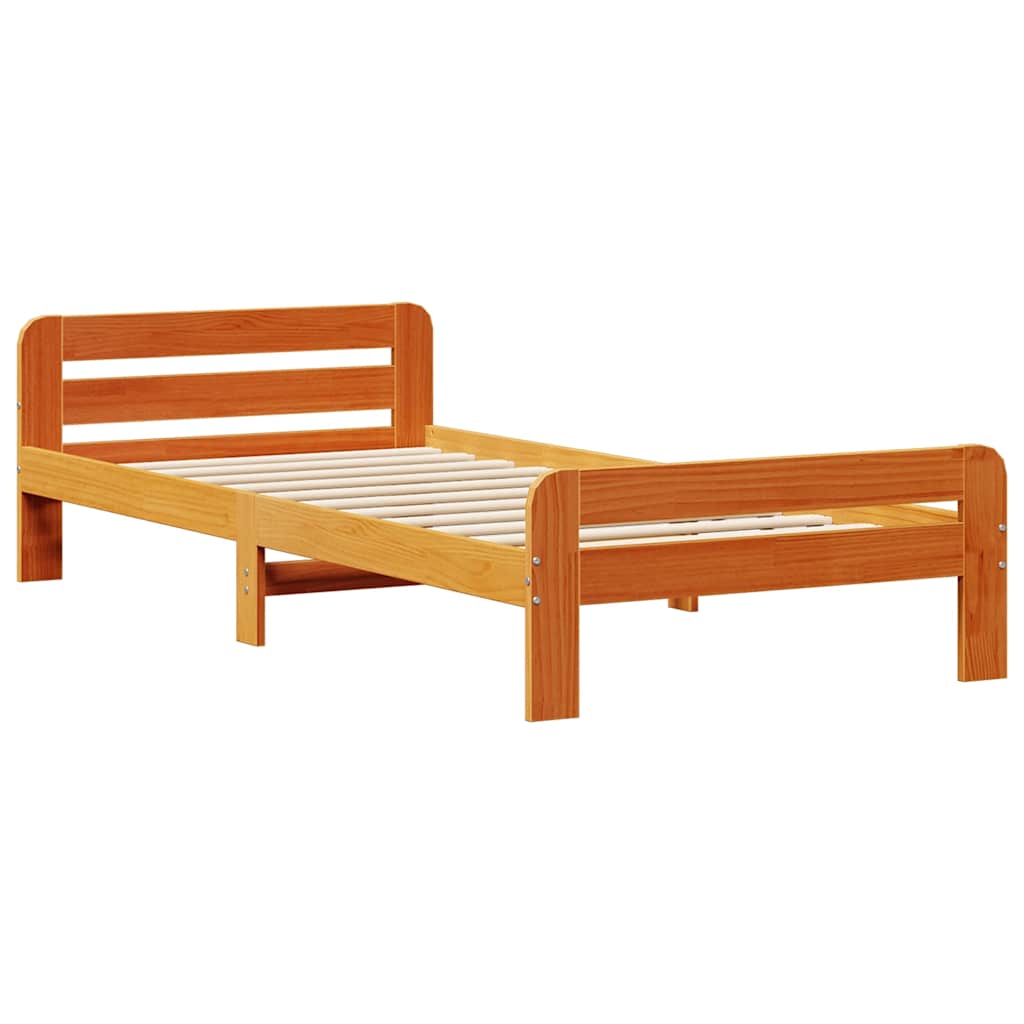 vidaXL Letto senza Materasso Marrone Cera 90x200 cm Legno di Pino