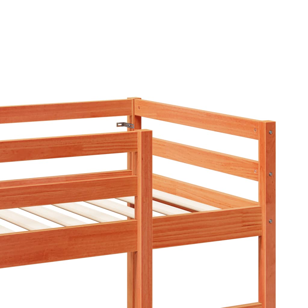 vidaXL Letto Soppalco con Scrivania Marrone Cera 90x200 cm Legno Pino