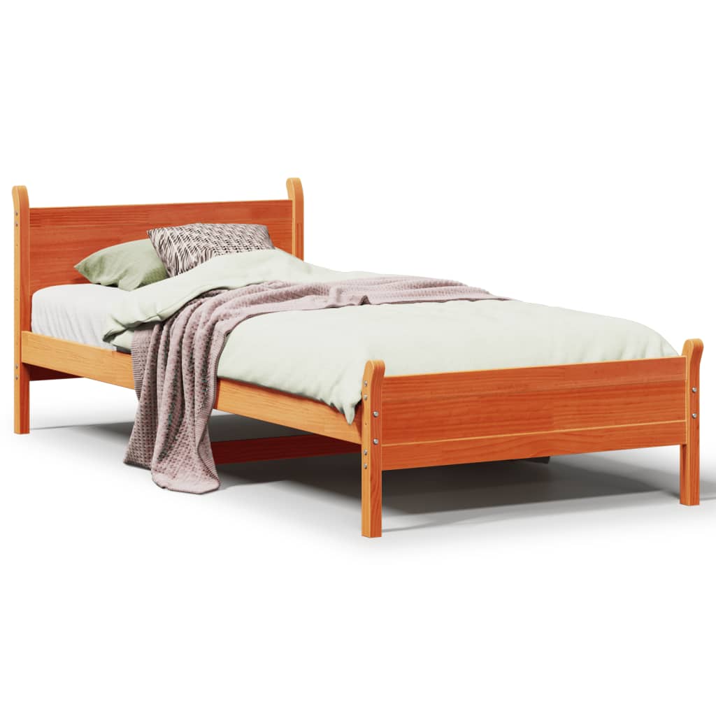 vidaXL Letto senza Materasso Marrone Cera 90x200 cm Legno di Pino