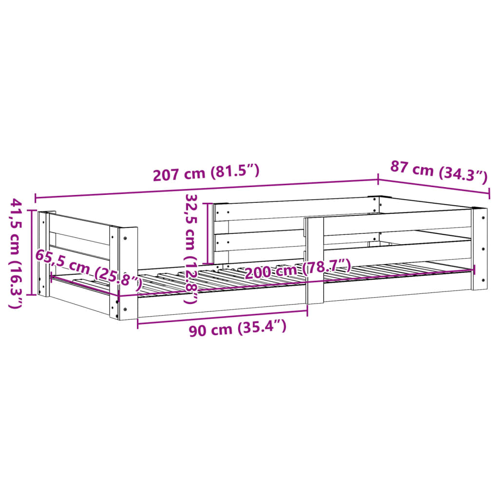 vidaXL Letto senza Materasso Marrone Cera 80x200 cm Legno di Pino