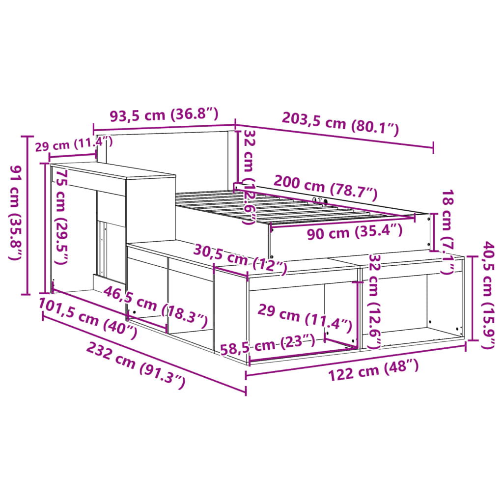 vidaXL Letto senza Materasso Marrone Cera 90x200 cm Legno di Pino