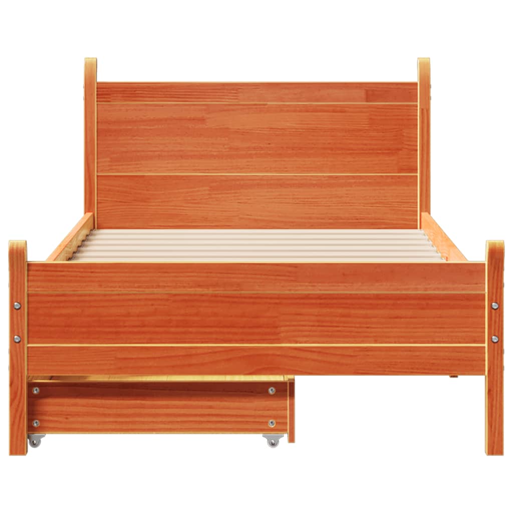 vidaXL Letto senza Materasso Marrone Cera 90x200 cm Legno di Pino