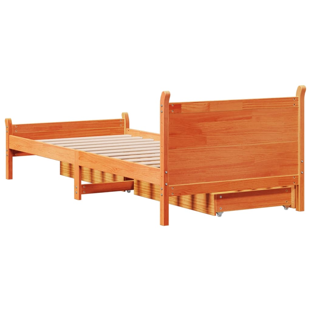 vidaXL Letto senza Materasso Marrone Cera 90x200 cm Legno di Pino