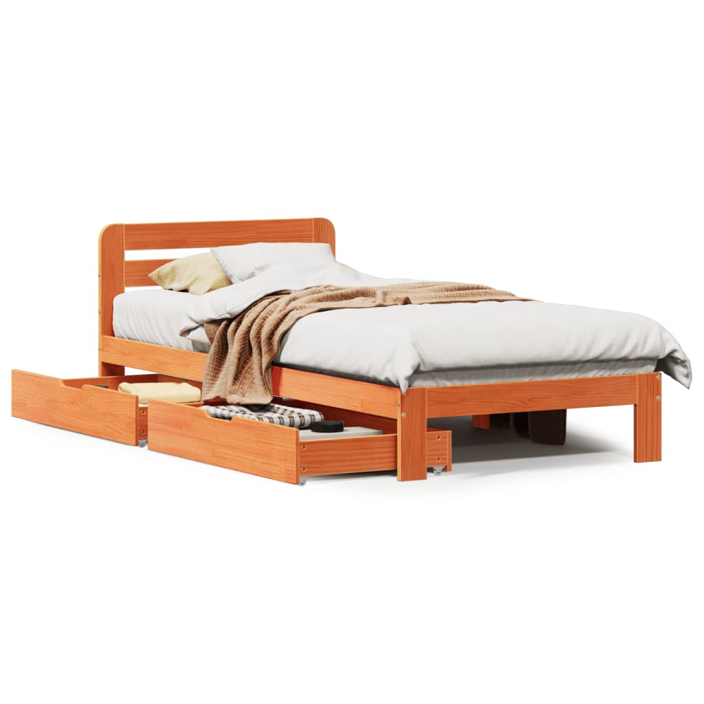 vidaXL Letto senza Materasso Marrone Cera 75x190 cm in Legno di Pino VIDAXL