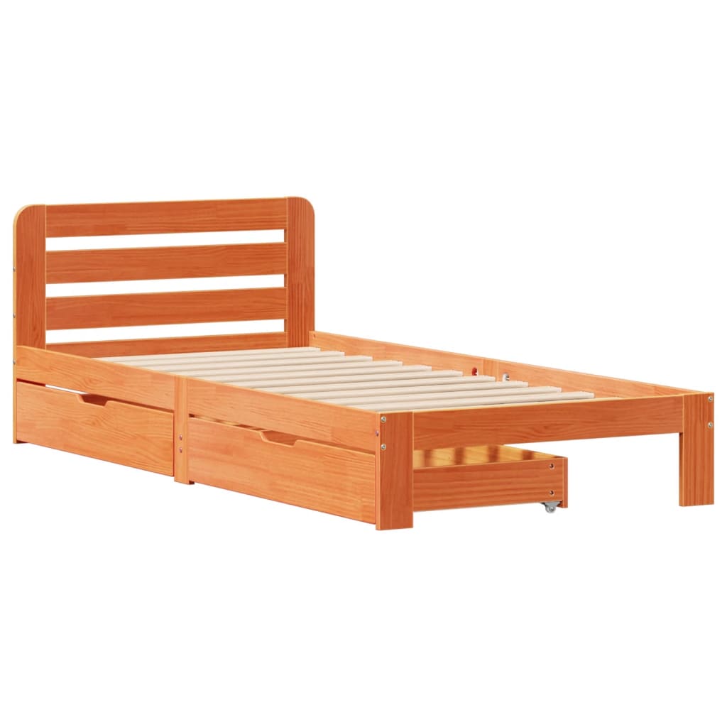 vidaXL Letto senza Materasso Marrone Cera 75x190 cm in Legno di Pino VIDAXL