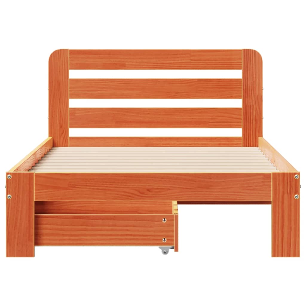 vidaXL Letto senza Materasso Marrone Cera 75x190 cm in Legno di Pino VIDAXL
