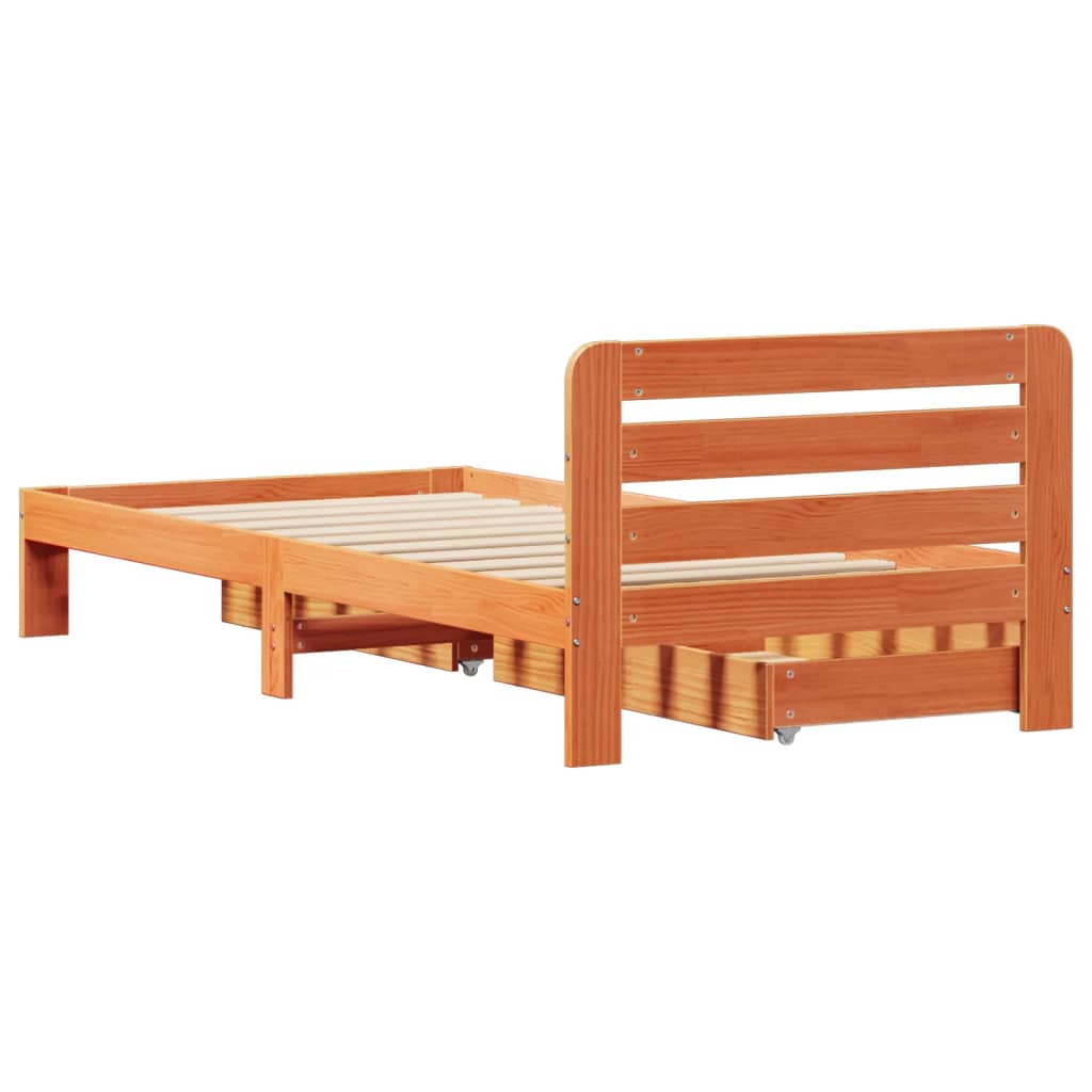 vidaXL Letto senza Materasso Marrone Cera 75x190 cm in Legno di Pino VIDAXL