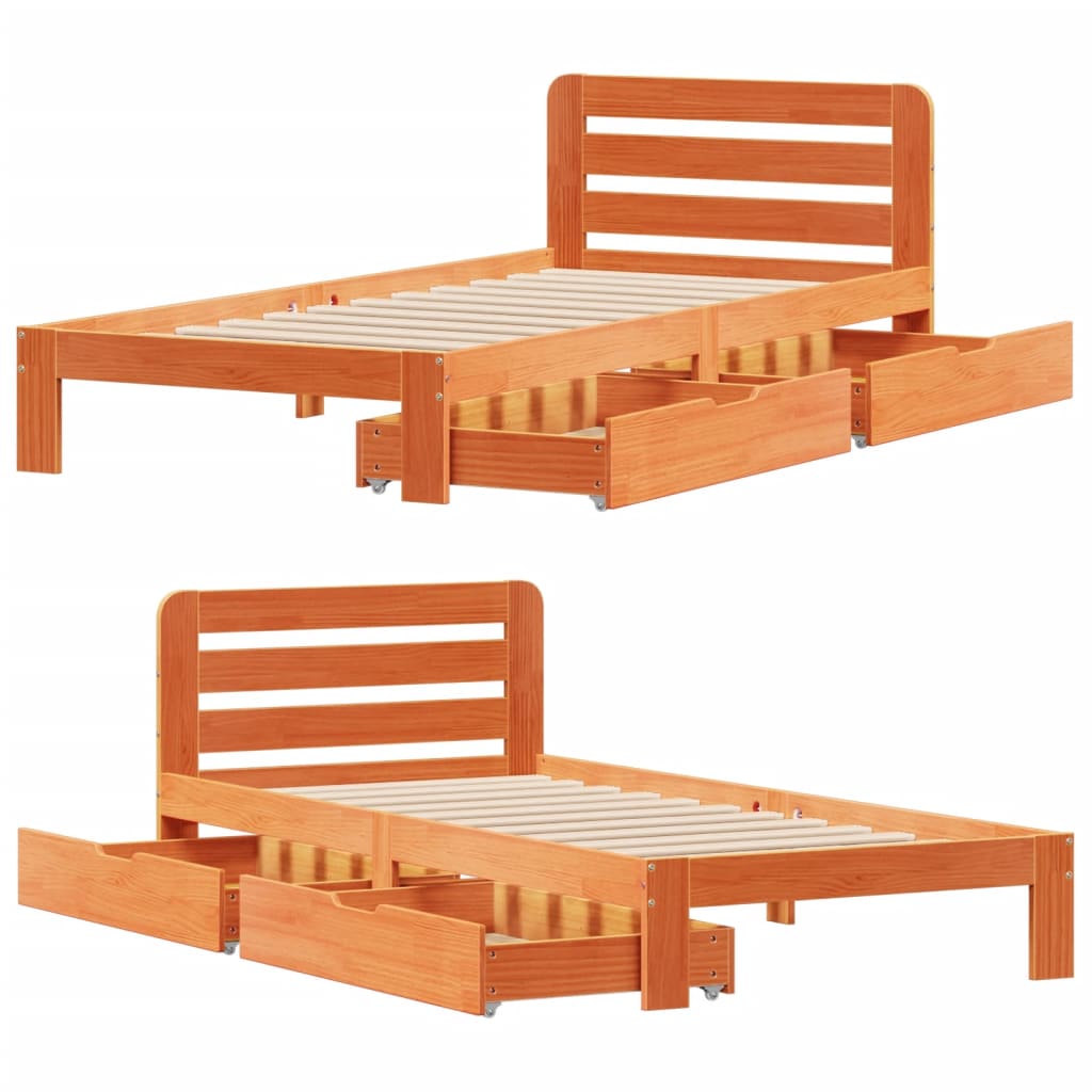 vidaXL Letto senza Materasso Marrone Cera 75x190 cm in Legno di Pino VIDAXL