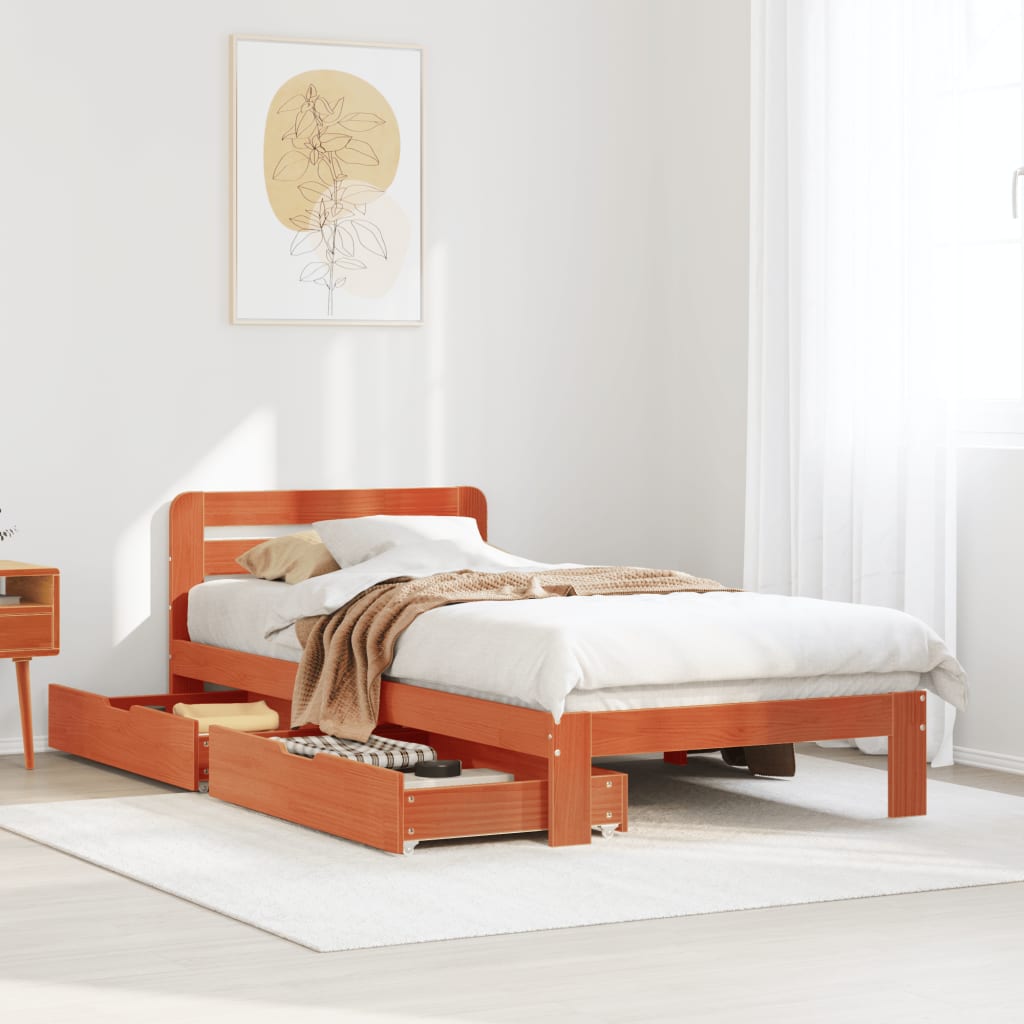 vidaXL Letto senza Materasso Marrone Cera 75x190 cm in Legno di Pino VIDAXL