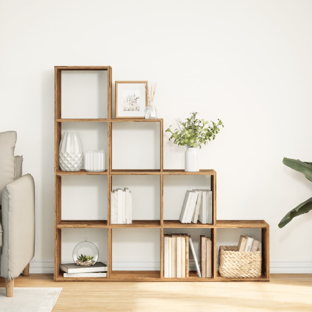 vidaXL Libreria a 4 Ripiani Legno Vecchio 131,5x29x131,5 cm Truciolato