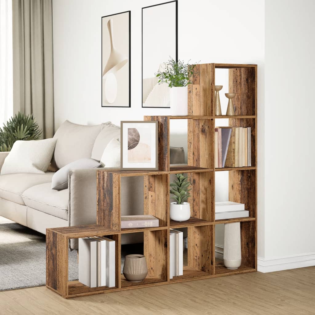 vidaXL Libreria a 4 Ripiani Legno Vecchio 131,5x29x131,5 cm Truciolato