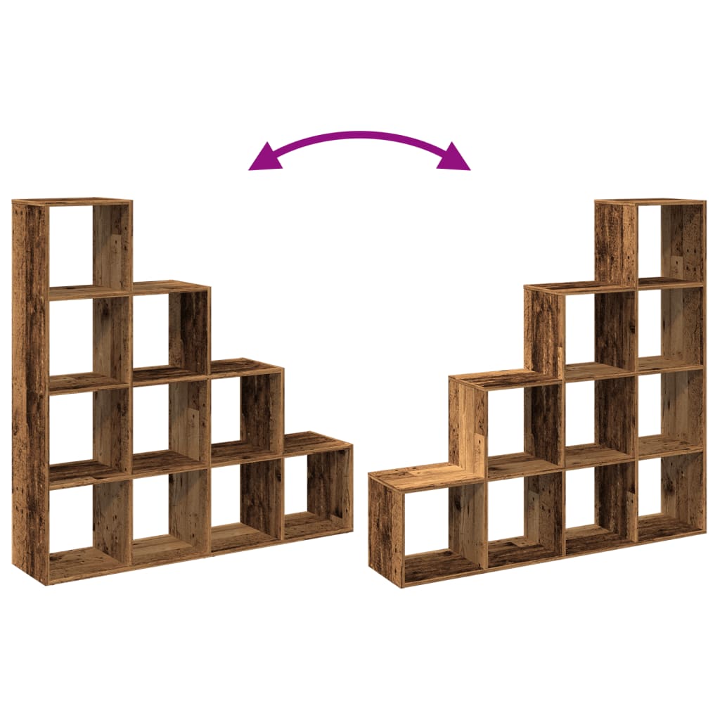 vidaXL Libreria a 4 Ripiani Legno Vecchio 131,5x29x131,5 cm Truciolato