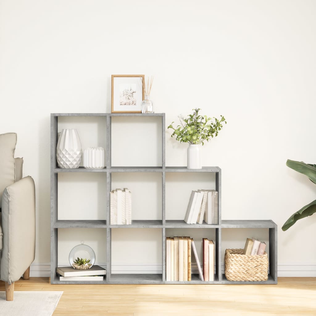 vidaXL Libreria 4 Ripiani Grigio Cemento 137,5x29x103,5 cm Truciolato VIDAXL