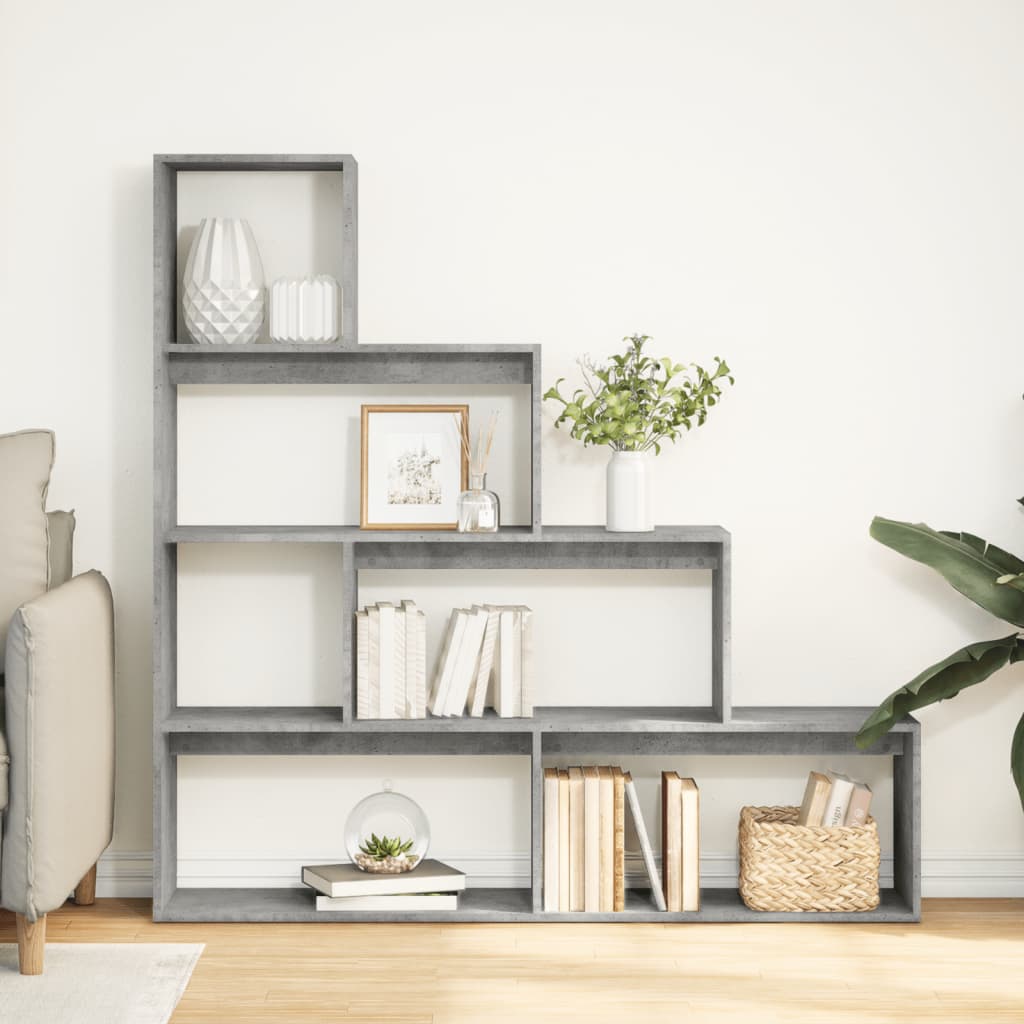 vidaXL Libreria 4Ripiani Grigio Cemento 143,5x29x143,5cm Truciolato