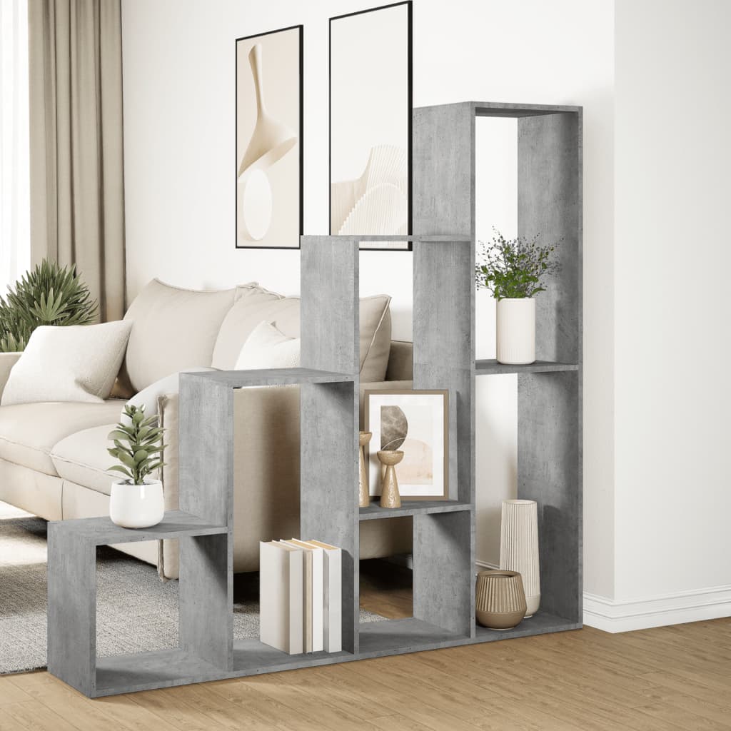 vidaXL Libreria 4Ripiani Grigio Cemento 143,5x29x143,5cm Truciolato