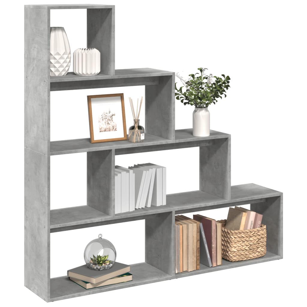 vidaXL Libreria 4Ripiani Grigio Cemento 143,5x29x143,5cm Truciolato