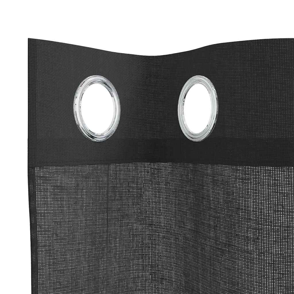 vidaXL Tende in Voile con Occhielli 2 pz Nero 140x140 cm