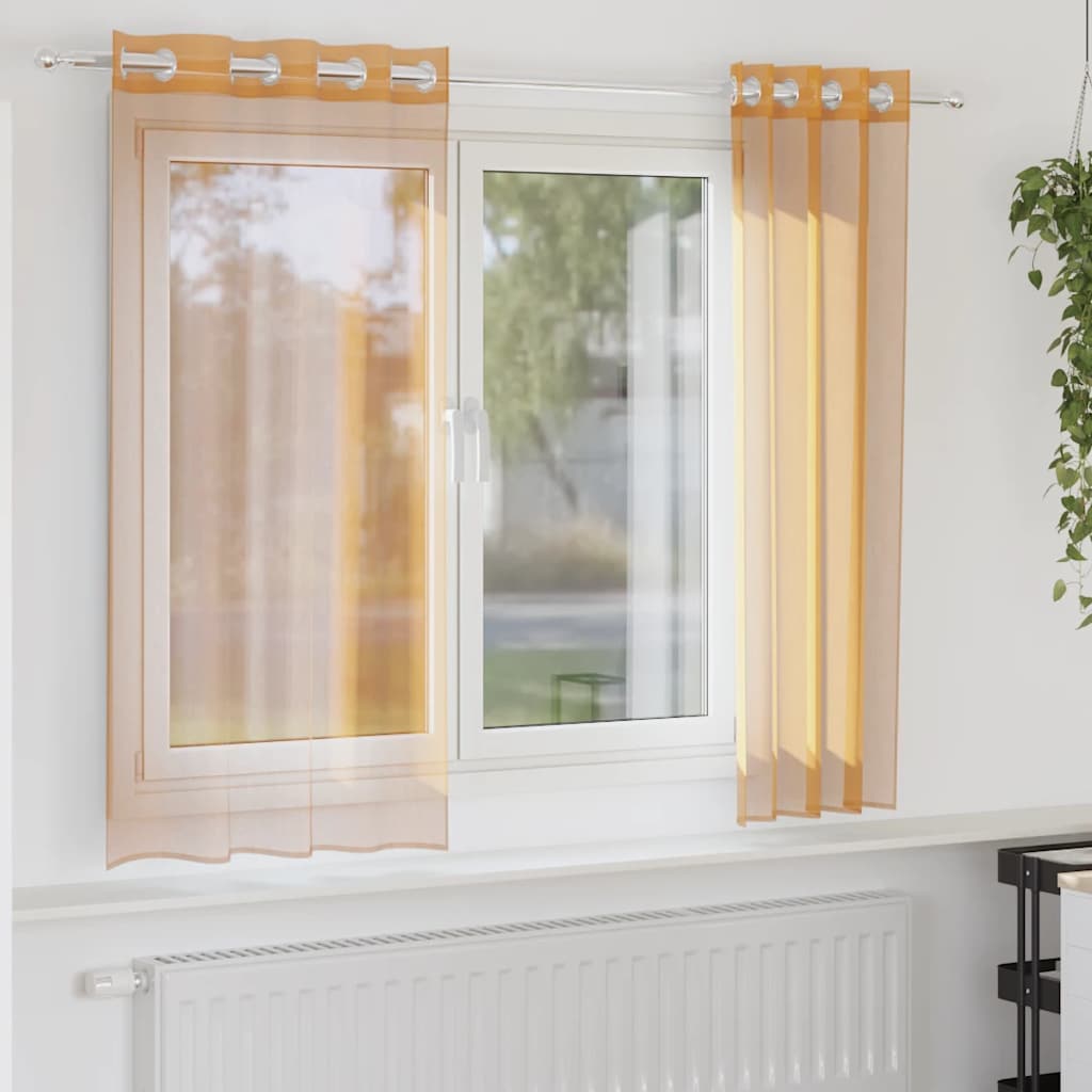 vidaXL Tende in Voile con Occhielli 2 pz Arancio 140x175 cm