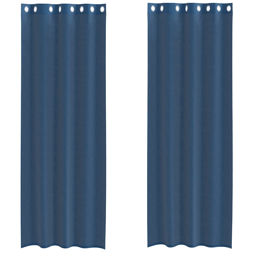 vidaXL Tende in Voile con Occhielli 2 pz Blu Reale