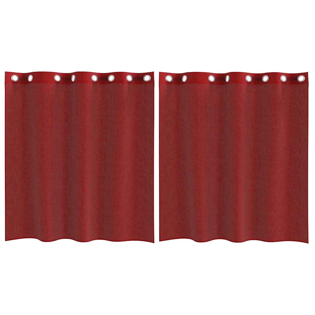 vidaXL Tende in Voile con Occhielli 2 pz Rosso Vino