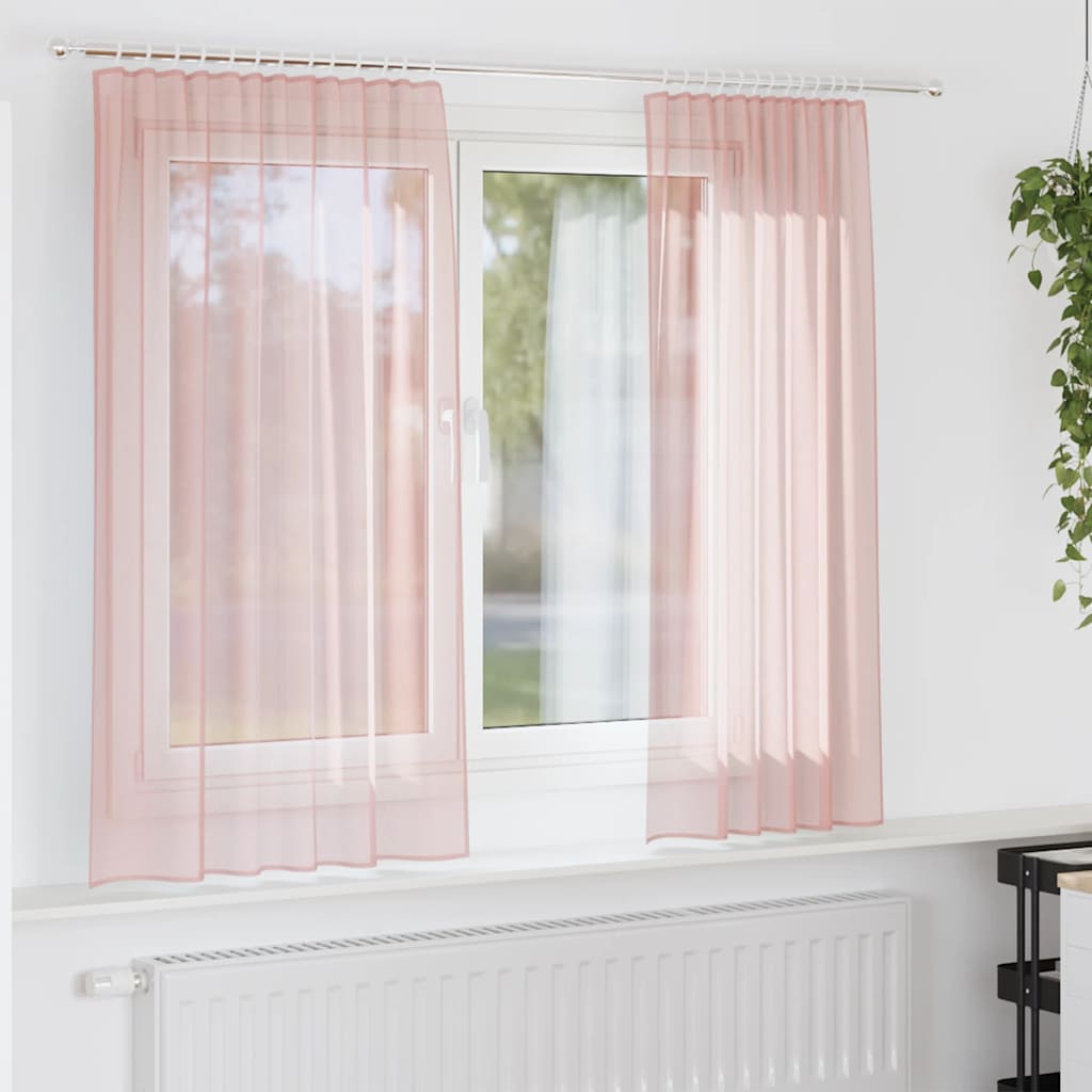 vidaXL Tende in Voile con Passanti 2 pz Rosa 140x175 cm