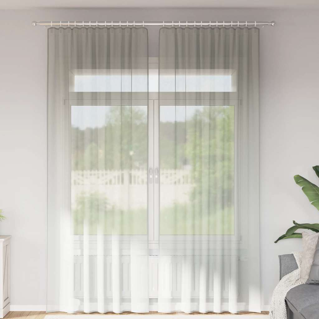 vidaXL Tende in Voile con Passanti 2 pz Grigio Chiaro 140x260 cm