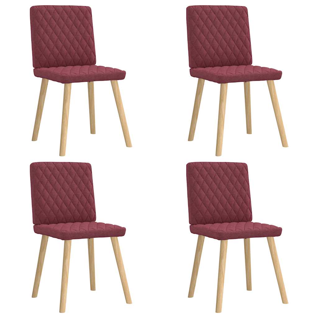 vidaXL Sedie da Pranzo 4 pz Rosso Vino in Tessuto