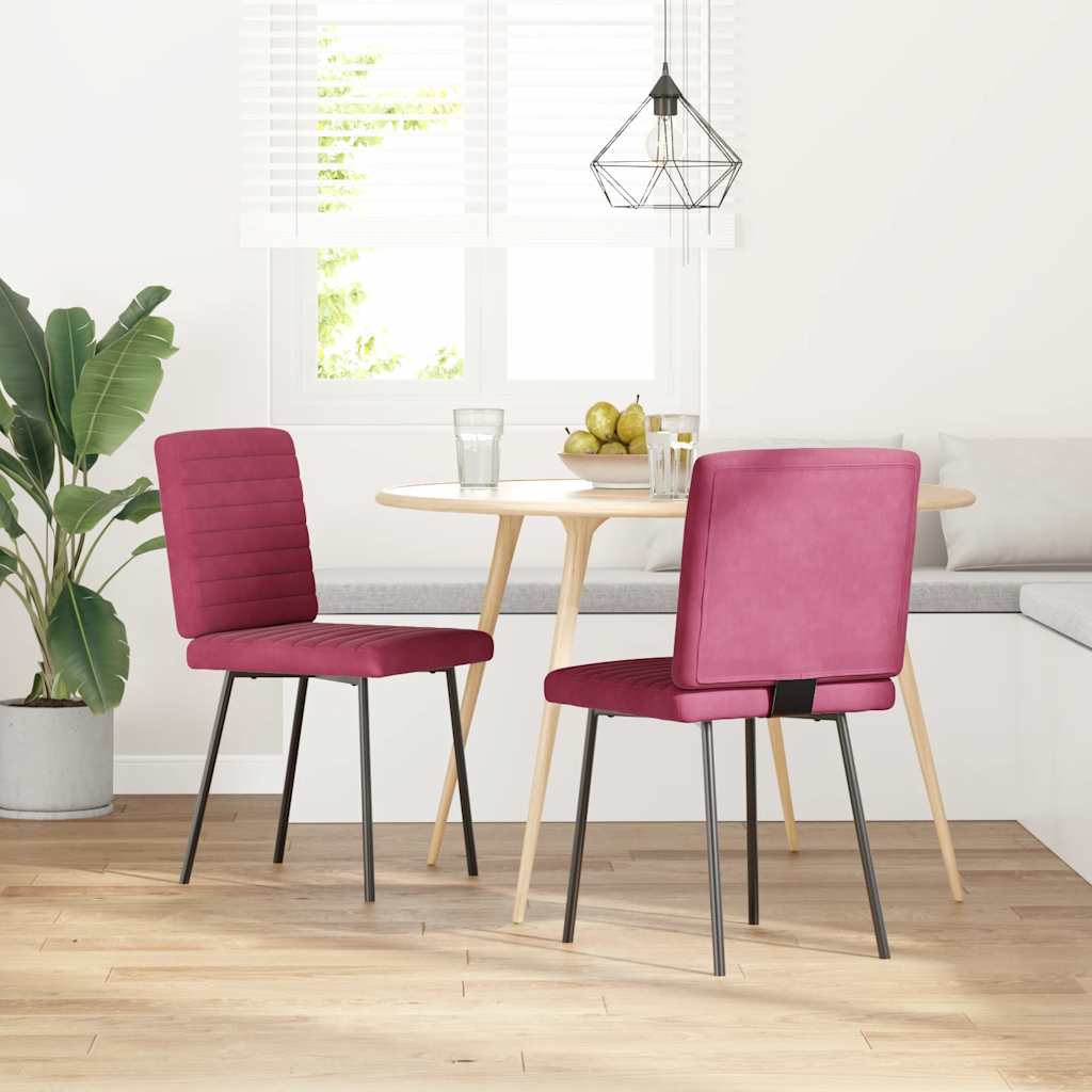 vidaXL Sedie da Pranzo 2 pz Rosso Vino in Velluto