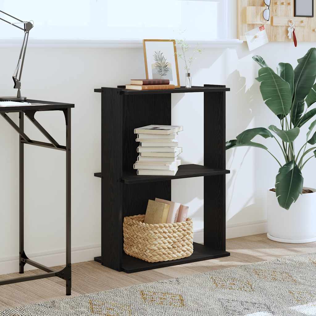 vidaXL Libreria a 3 Ripiani Nera 60x30x80 cm in Legno Multistrato