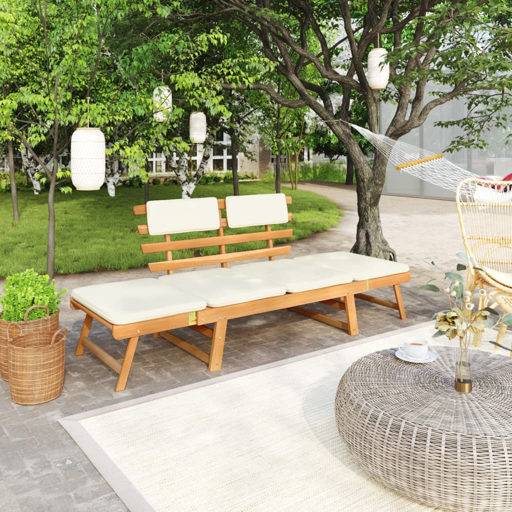 vidaXL Panca da Giardino con Cuscini 2-in-1 190 cm in Massello Acacia