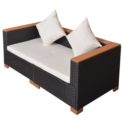 vidaXL Divano da Giardino in Polyrattan Nero
