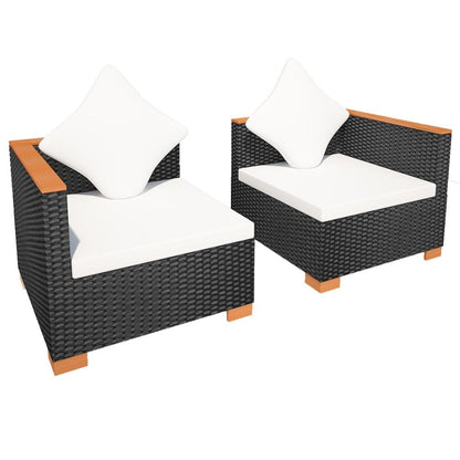 vidaXL Divano da Giardino in Polyrattan Nero