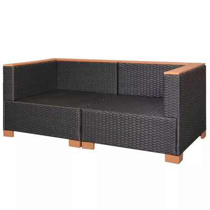 vidaXL Divano da Giardino in Polyrattan Nero