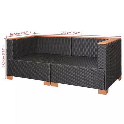 vidaXL Divano da Giardino in Polyrattan Nero