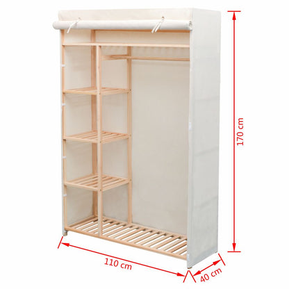 vidaXL Armadio in Stoffa e Legno di Pino 110x40x170 cm